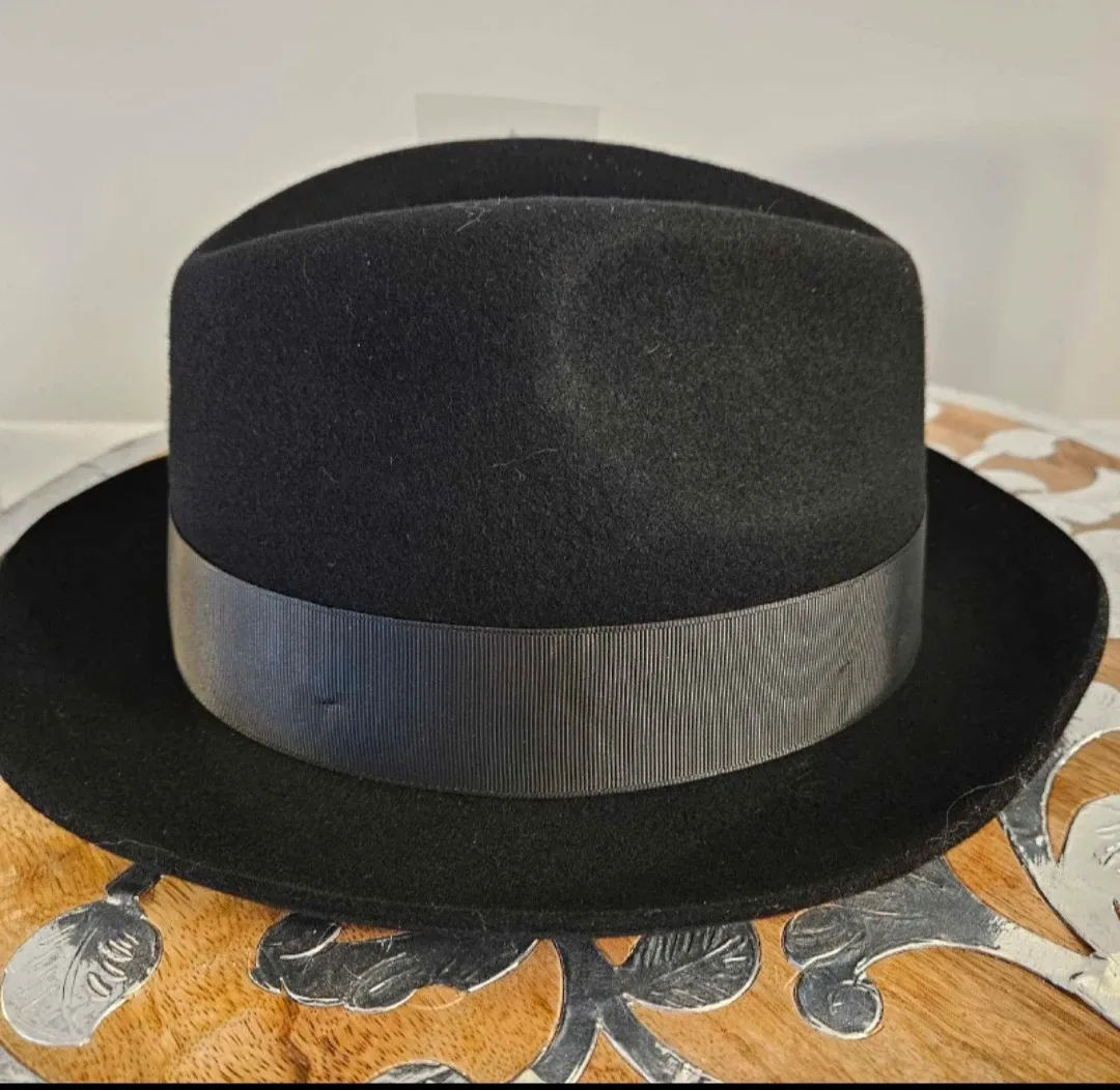 NWT Bruno Capelo Black Fedora Hat image indicator(3)