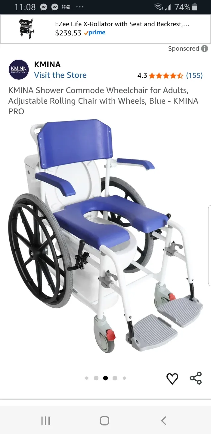 KMINA Shower Commode Wheelchair brand new image indicator(5)