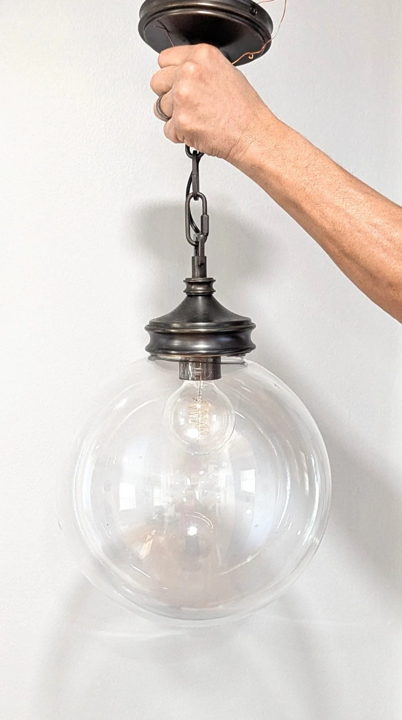 2 Large Globe Pendant Light Fixtures