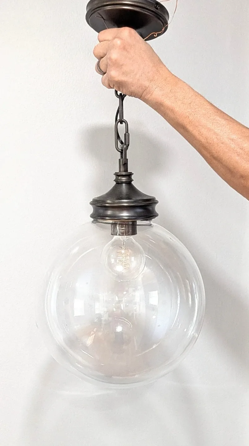 2 Large Globe Pendant Light Fixtures