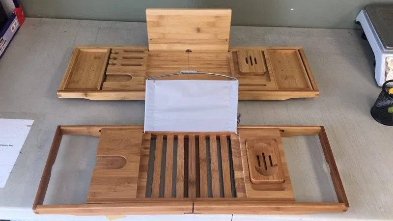 Bamboo Expandable Bathtub Caddy Tray