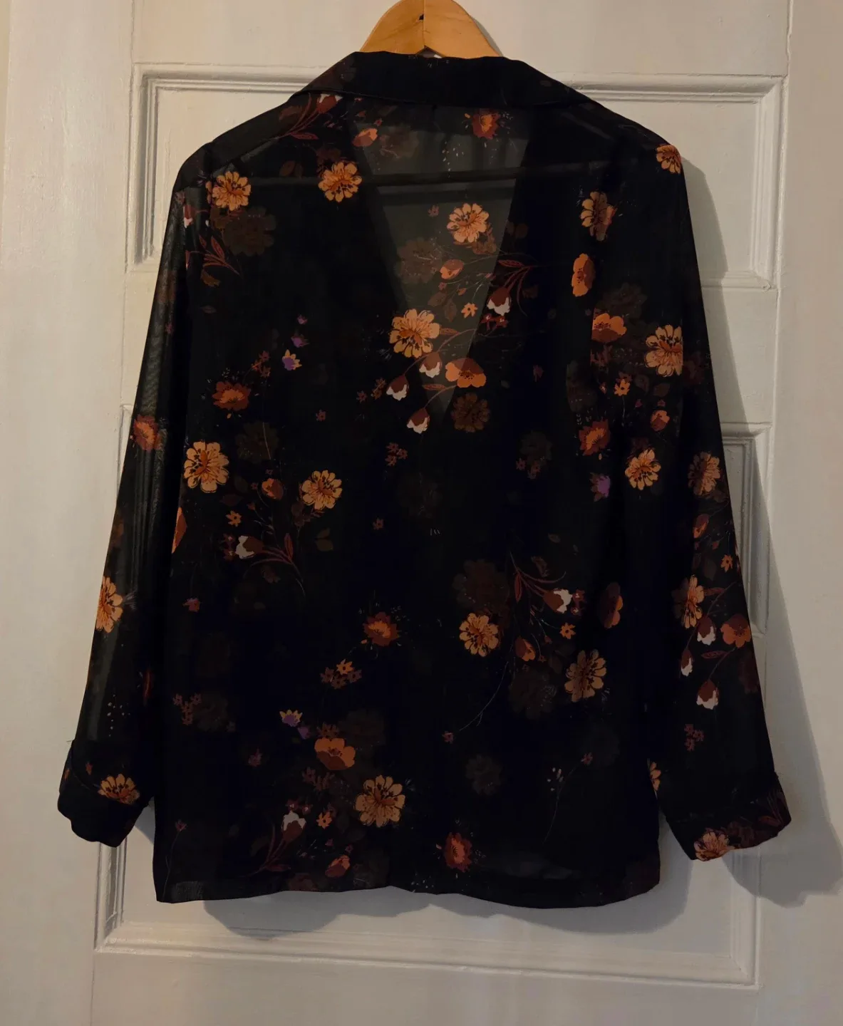 Zara Sheer Black Blazer Flower Print image indicator(2)