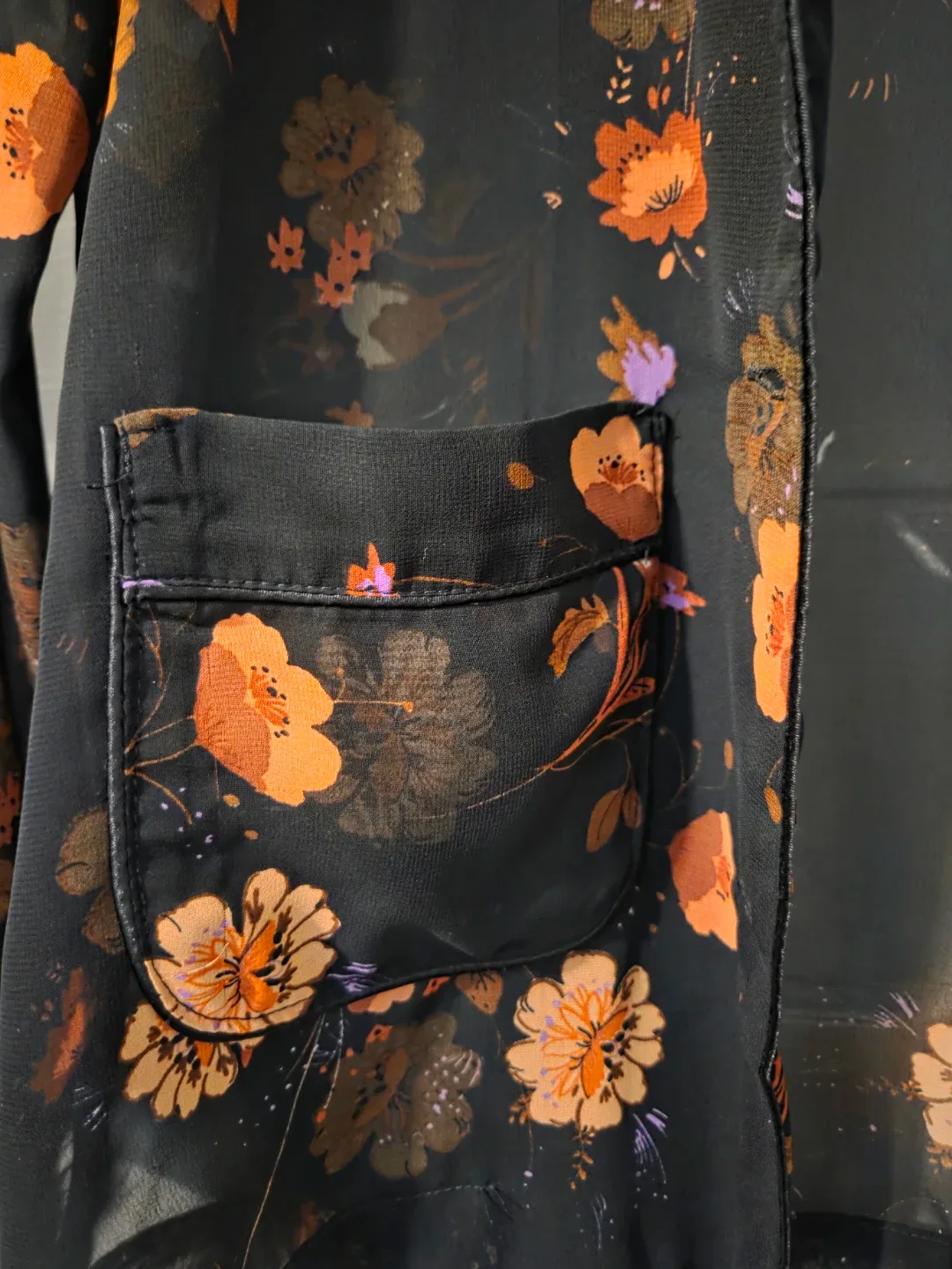 Zara Sheer Black Blazer Flower Print image indicator(5)