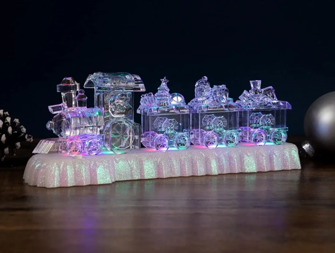 BrandNew LED Lighted Musical Crystal Train Plays8 XmasTunes image indicator(2)