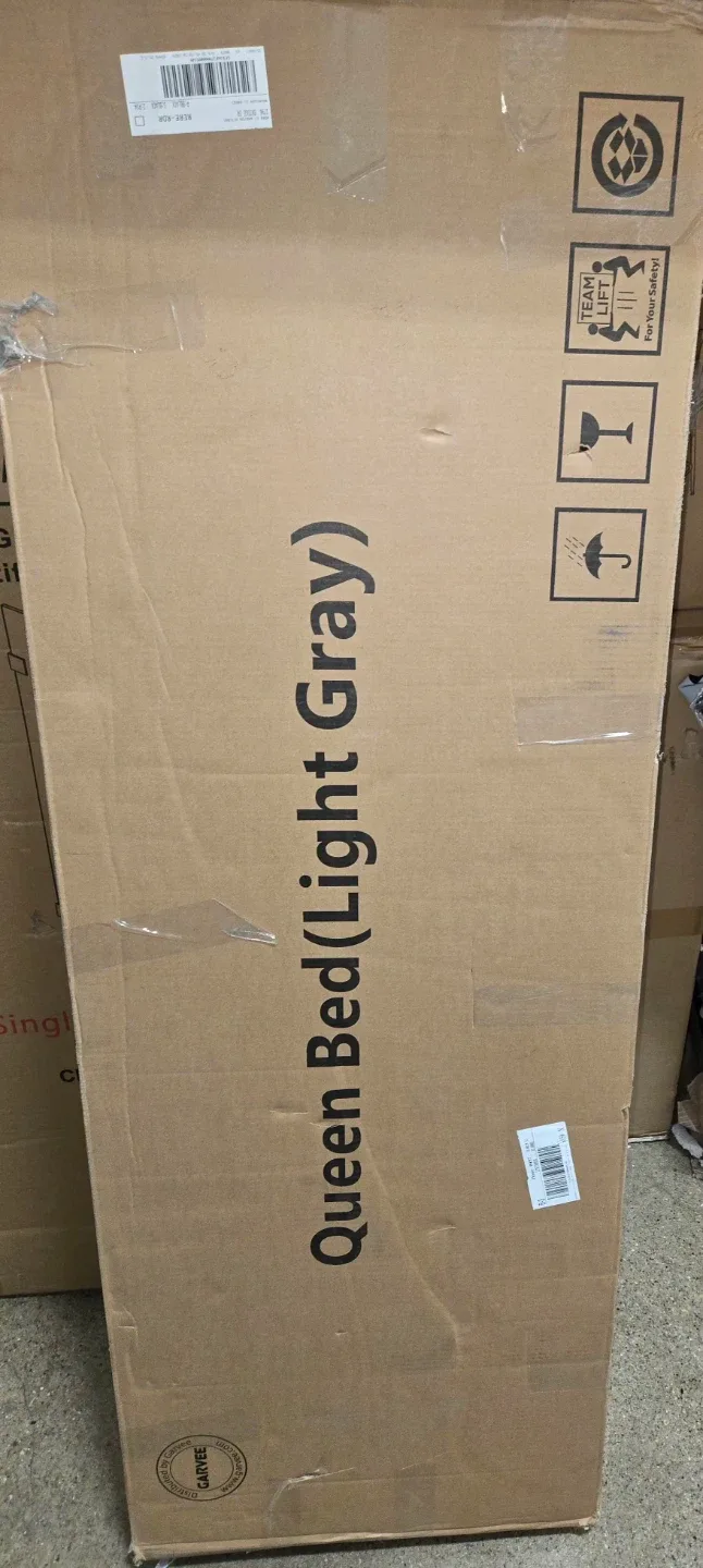 IDEALHOUSE Queen Light Gray Upholstered Bed Frame image indicator(7)