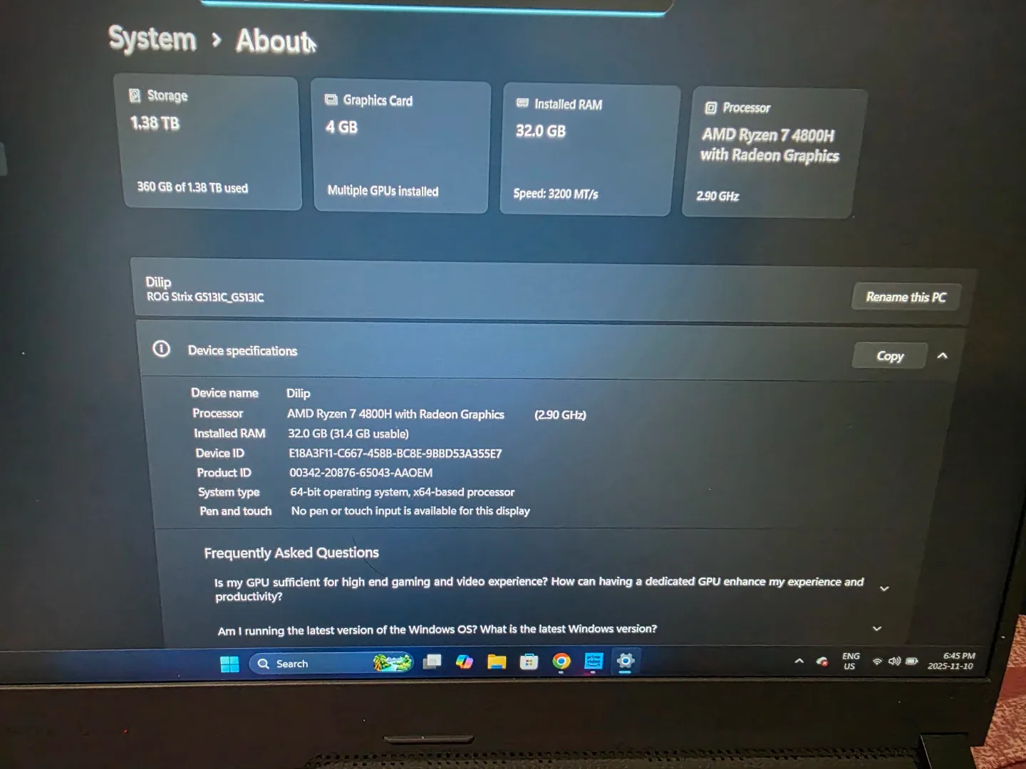 Asus ROG Strix G513IC image indicator(3)