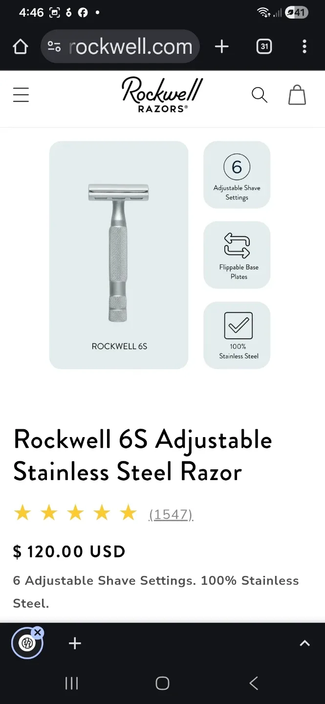NEW Rockwell Razors 6C Safety Razor - Chrome Finish image indicator(8)