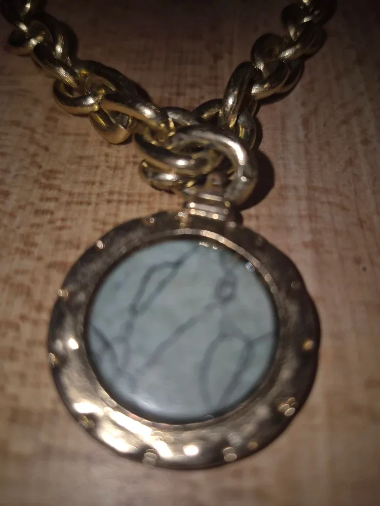 Gold Chain Necklace with Stone Pendant