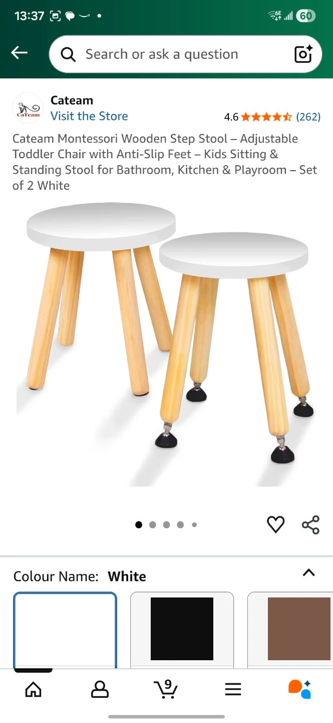 Cateam Montessori Wooden Step Stool/plant stand - White
