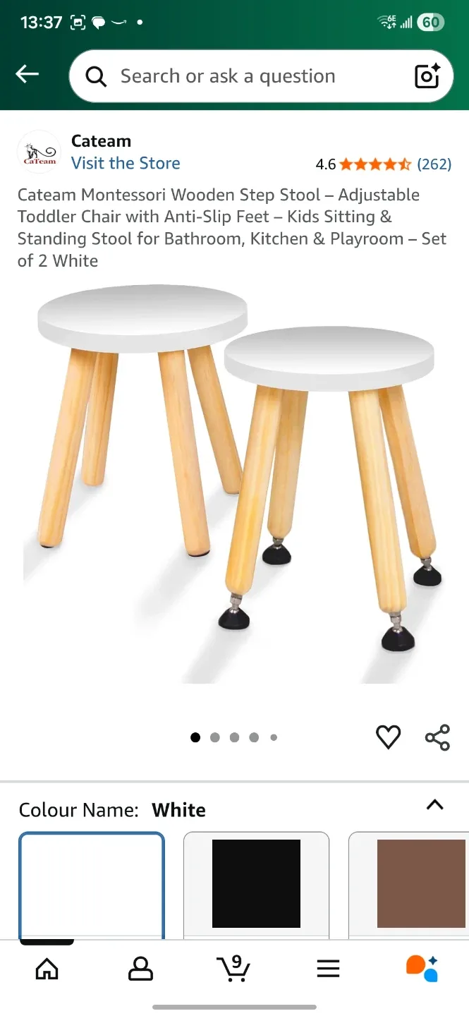 Cateam Montessori Wooden Step Stool/plant stand - White thumbnail