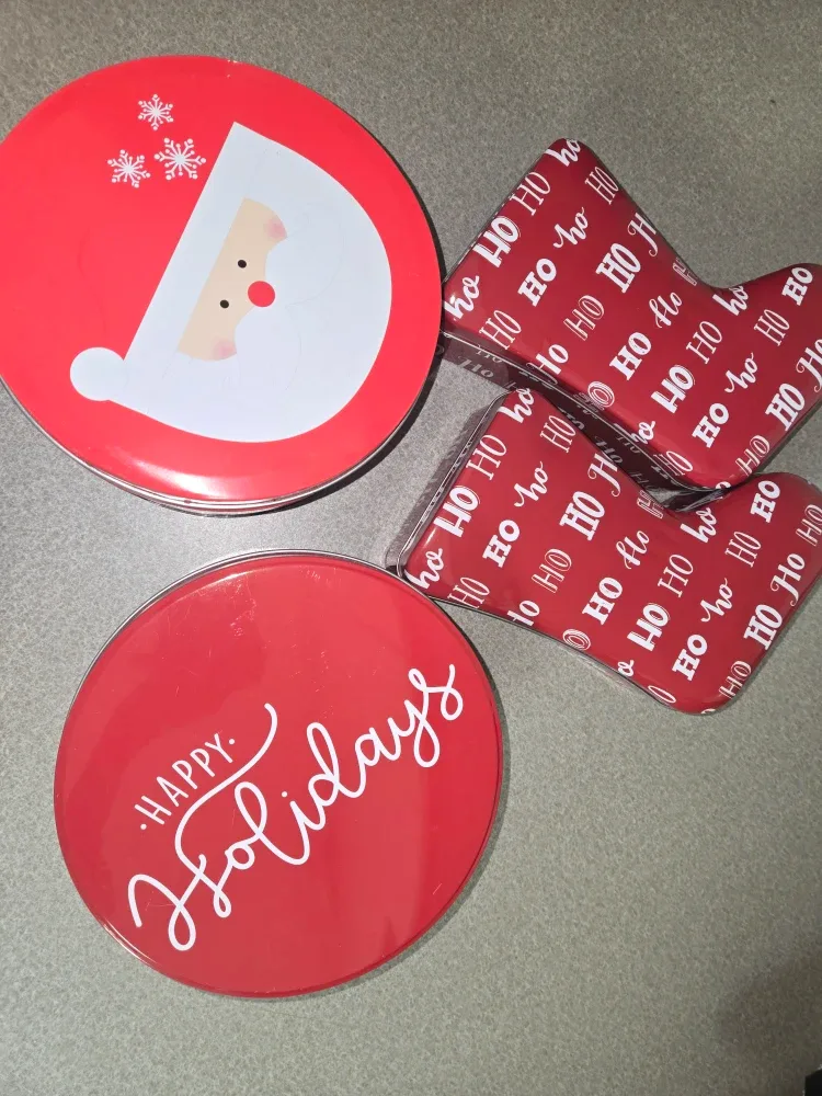 Christmas Cookie Tins - Santa & Stocking