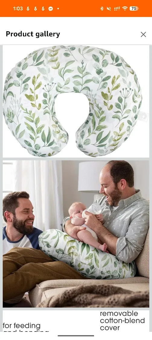 Boppy Nursing Pillow - Green Foliage Design