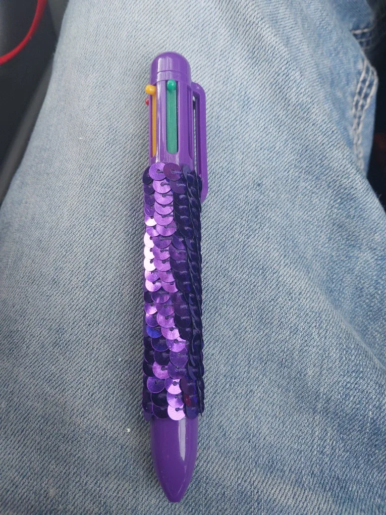 Free Purple Multi-Colour Pen with Sequins 🥕 thumbnail