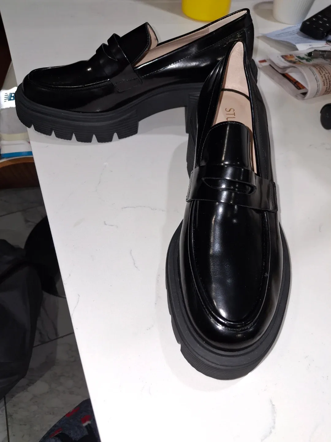 Stuart Weitzman Black Leather Loafers image indicator(2)