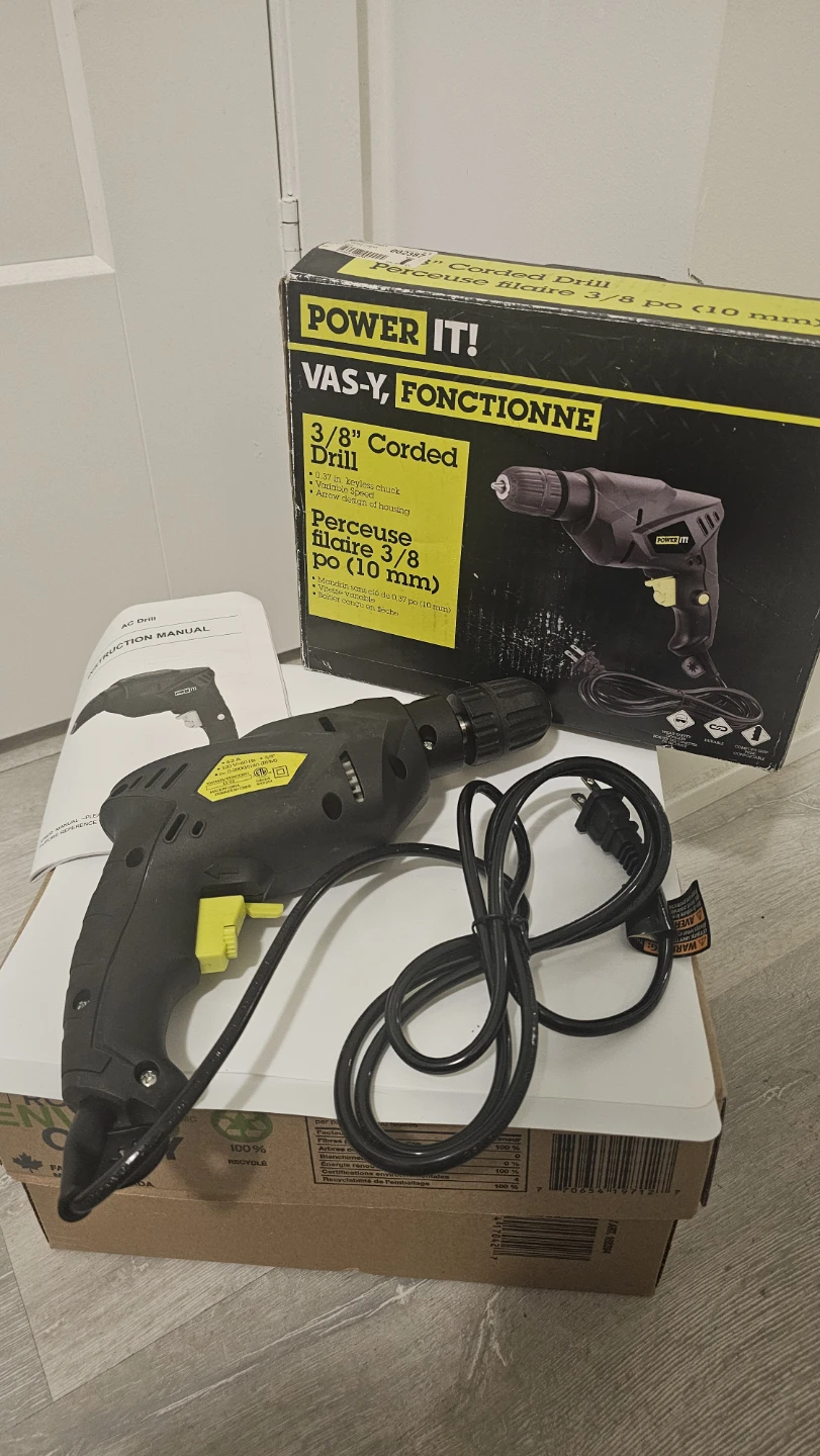 [No chuck/drill bits included] Power It! 3/8" Corded Drill