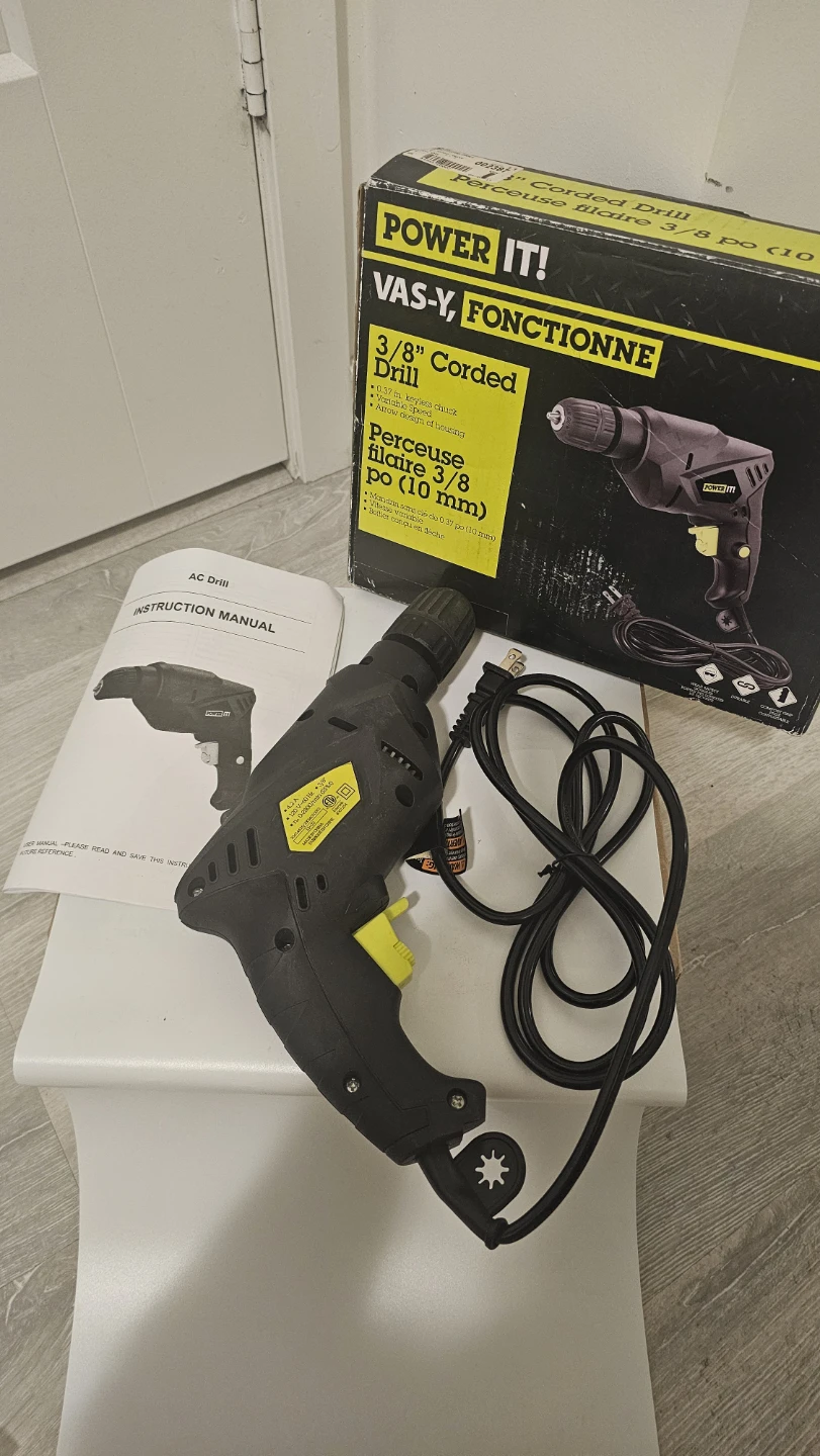 [No chuck/drill bits included] Power It! 3/8" Corded Drill - photo 2