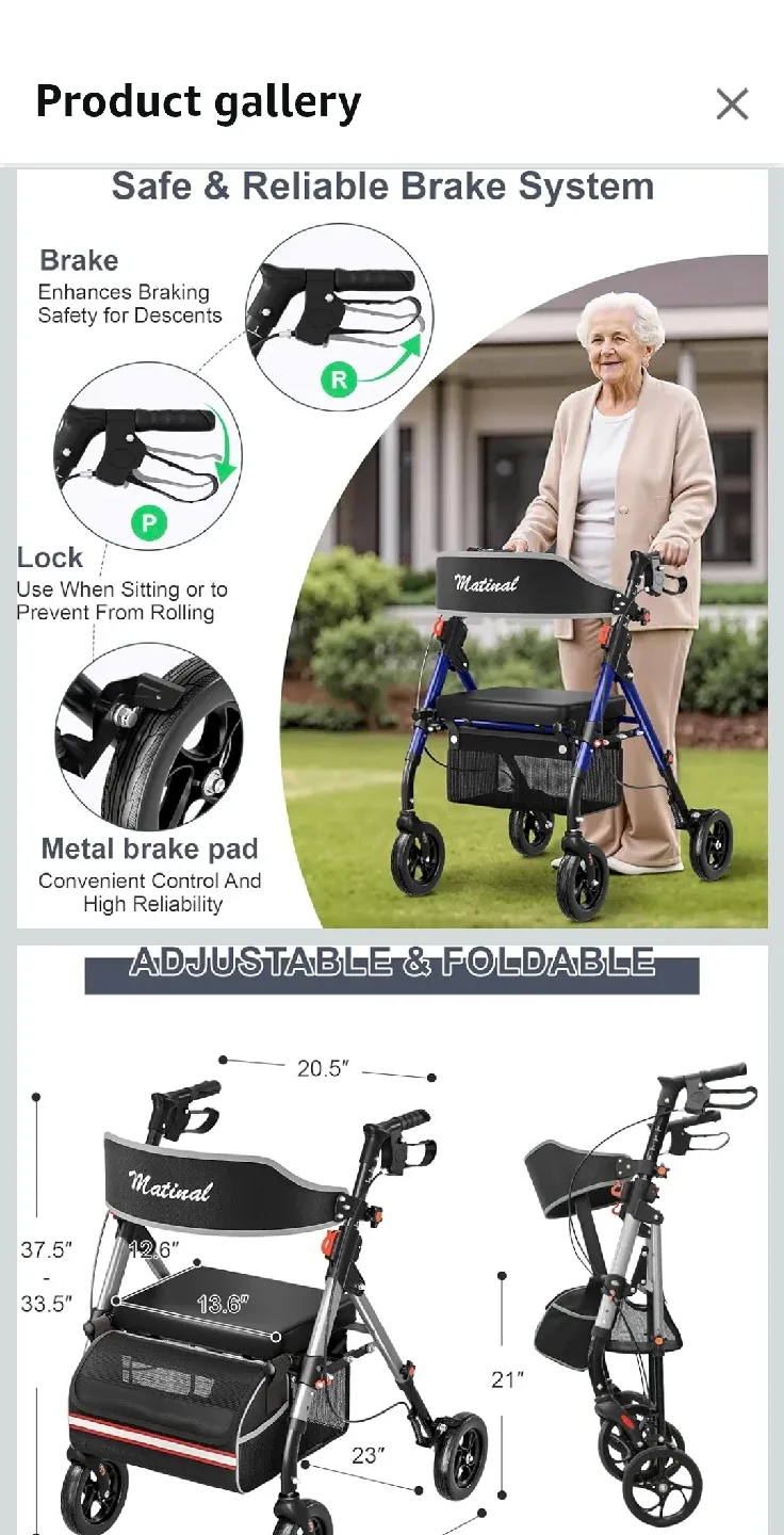 Matinal Foldable Walker with Seat image indicator(2)
