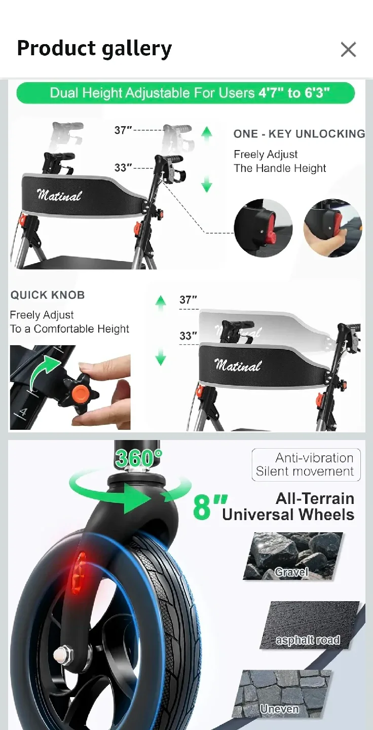 Matinal Foldable Walker with Seat image indicator(4)