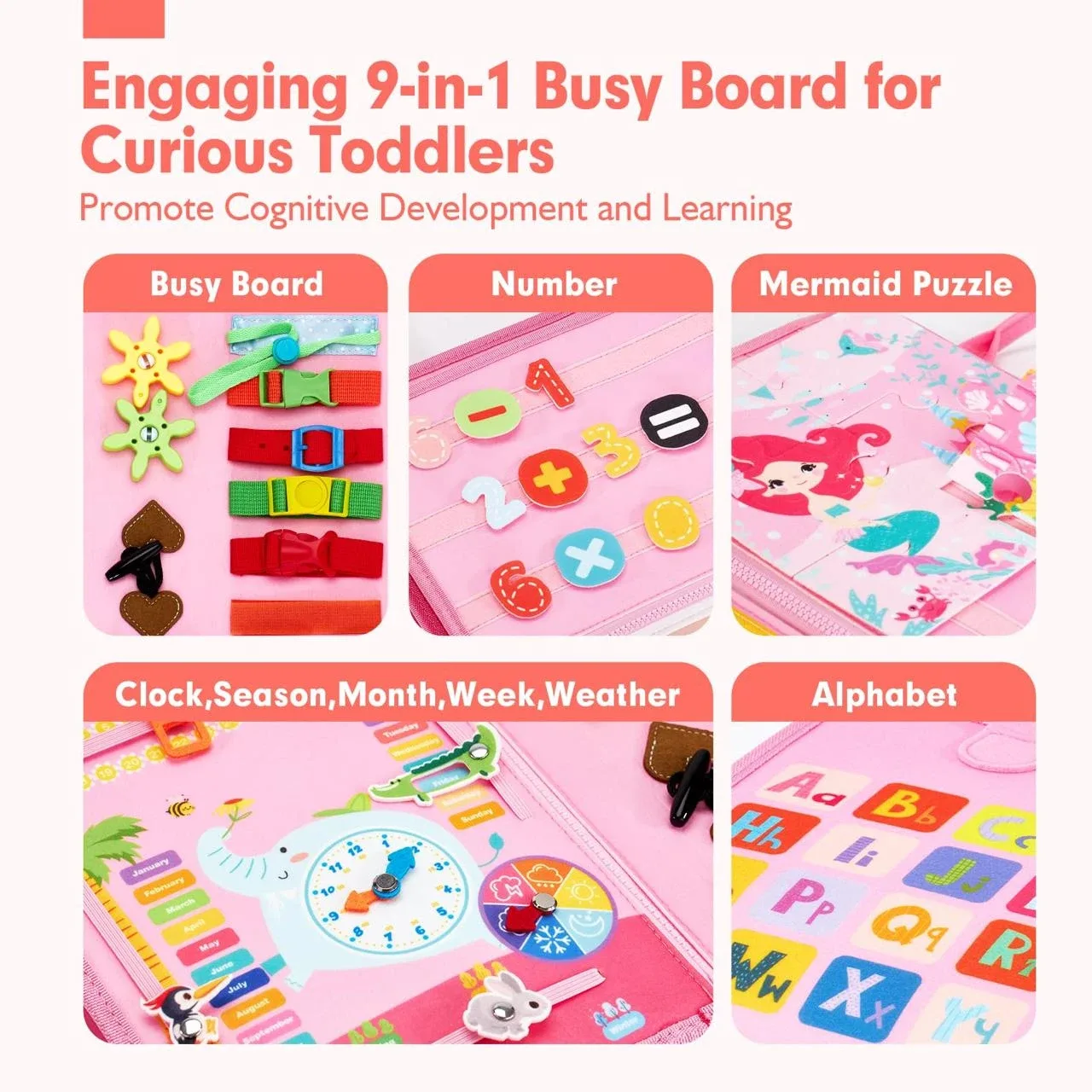 Hahaland Toddler Montessori Busy Board Unicorn - New in Box! image indicator(4)