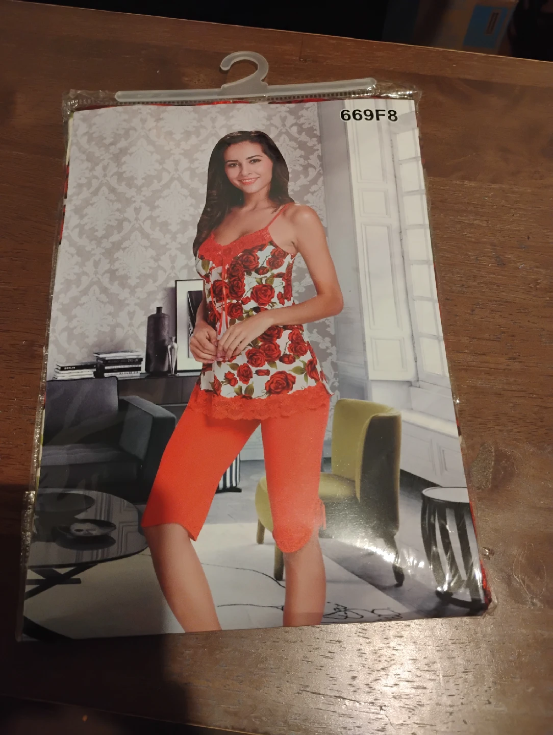 Women's Floral Pajama Set - Orange