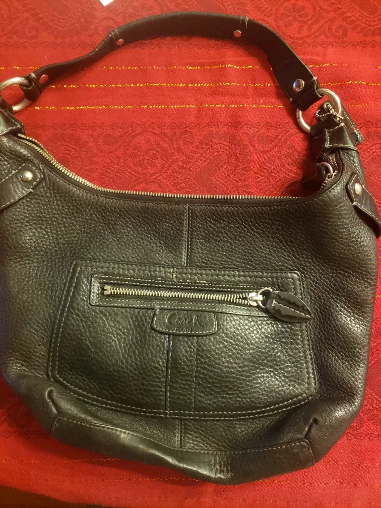 Coach Black Leather Hobo Bag