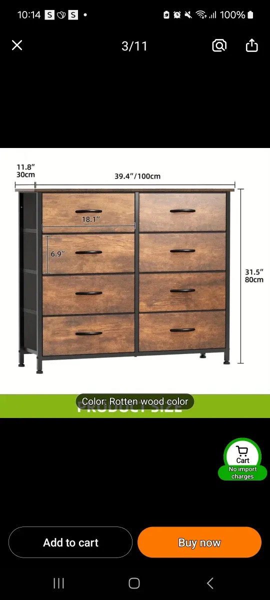 8-Drawer Dresser - Rotten Wood Color