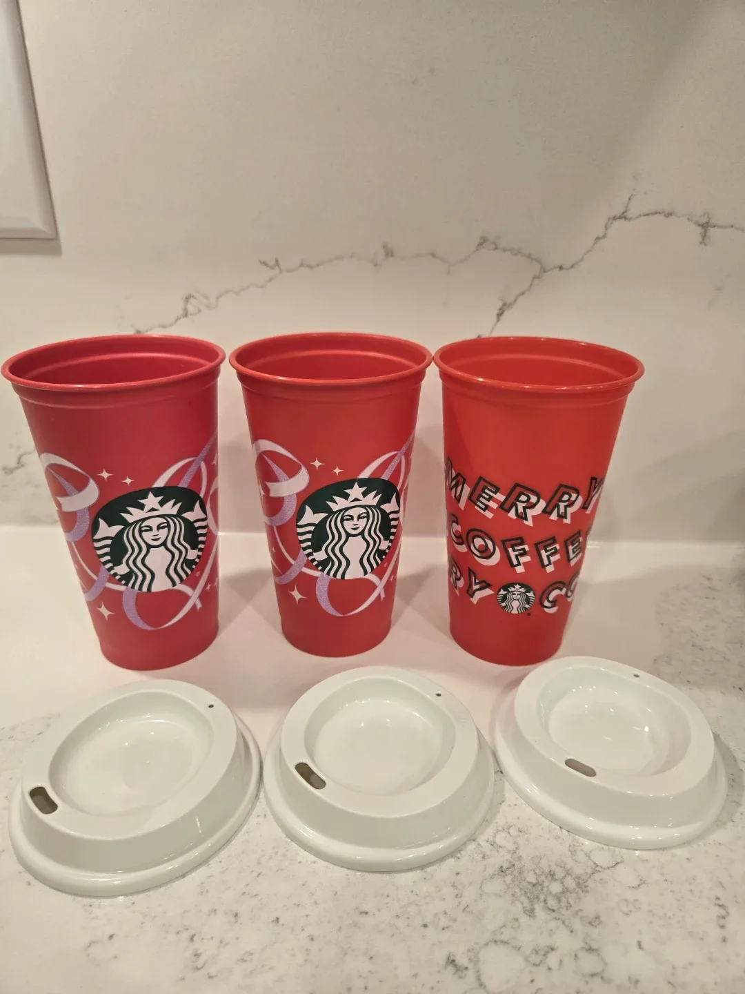 Starbucks Red Holiday Cups with Lids
