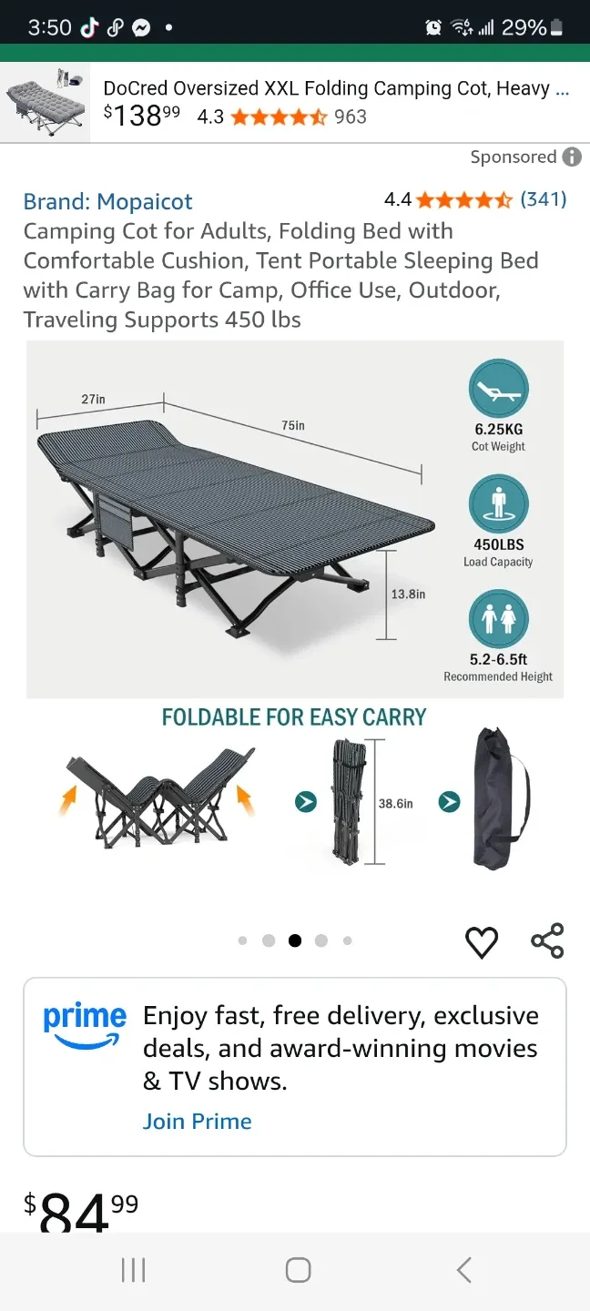Folding Camping Cot brand new image indicator(5)