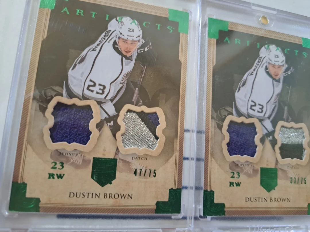2013-14 Upper Deck artifacts. Dustin Brown, Emeralds/ game worn - photo 3