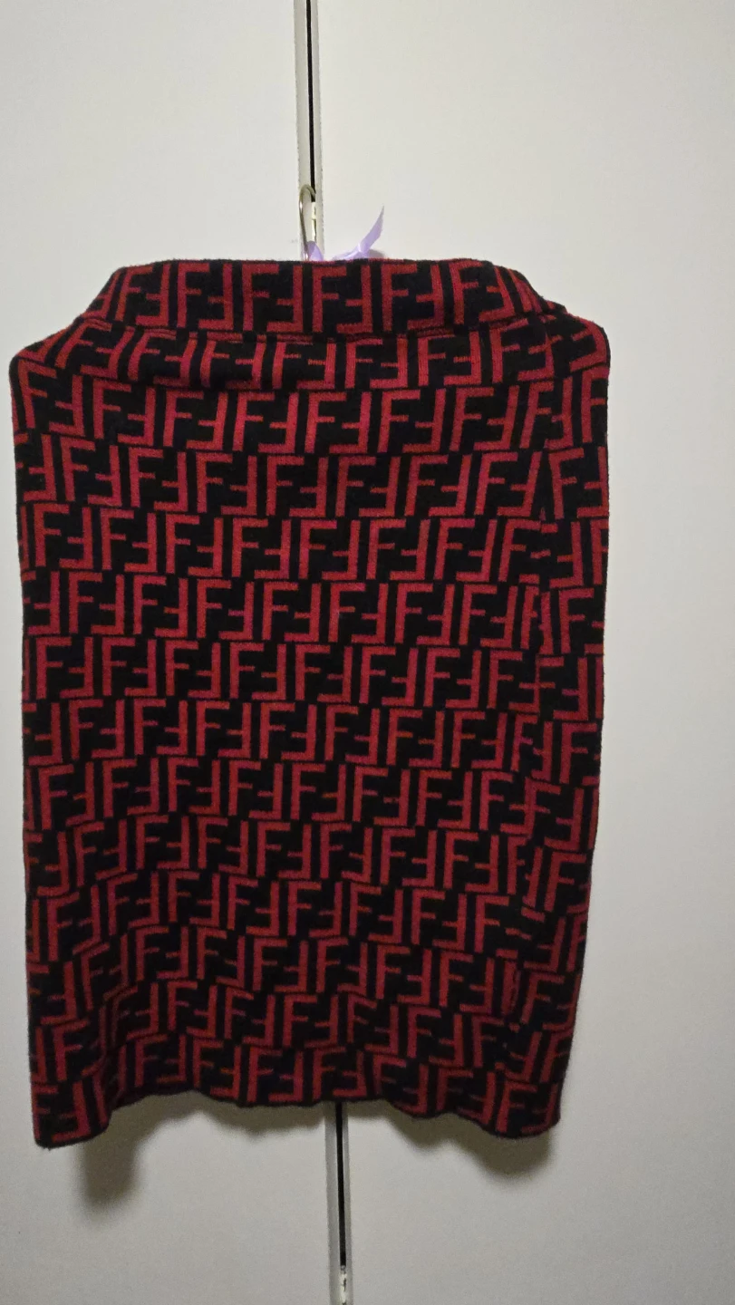 Fendi Red & Black FF Logo Knit Top and skirt