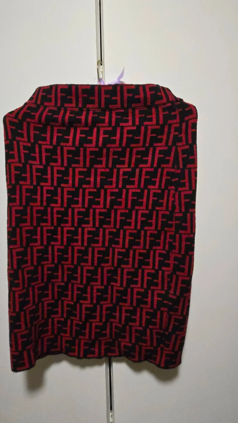 Fendi Red & Black FF Logo Knit Top