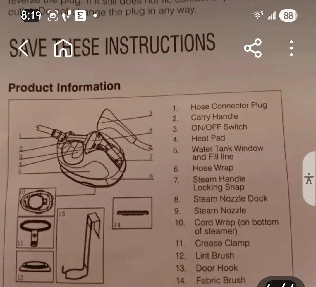 Home Touch PerfectSteam Portable Garment Steamer image indicator(3)