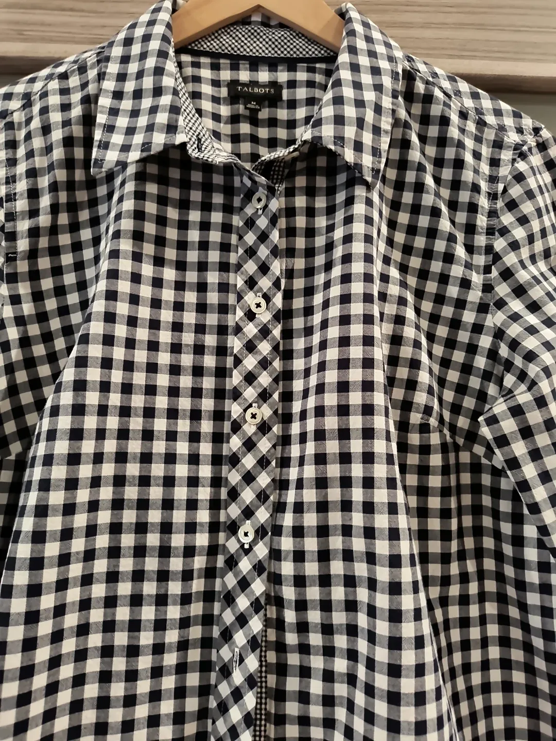 Talbots Black & White Gingham Button-Down Shirt image indicator(2)