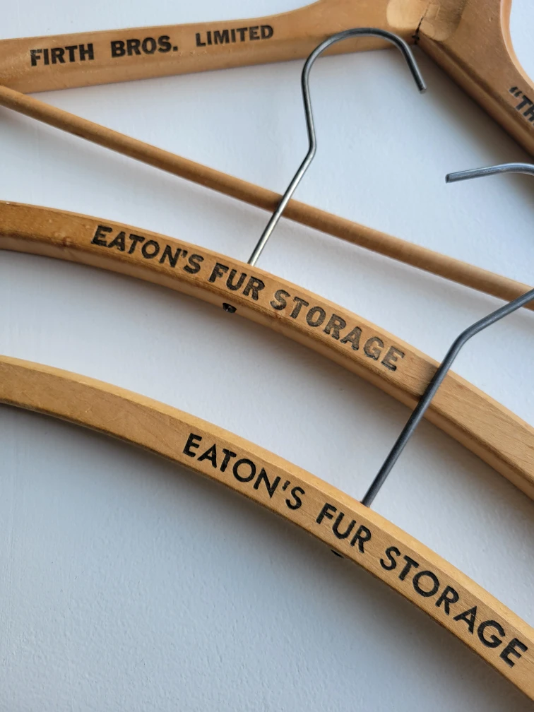Eaton's Fur Storage Wood Advertising Hangers - photo 3