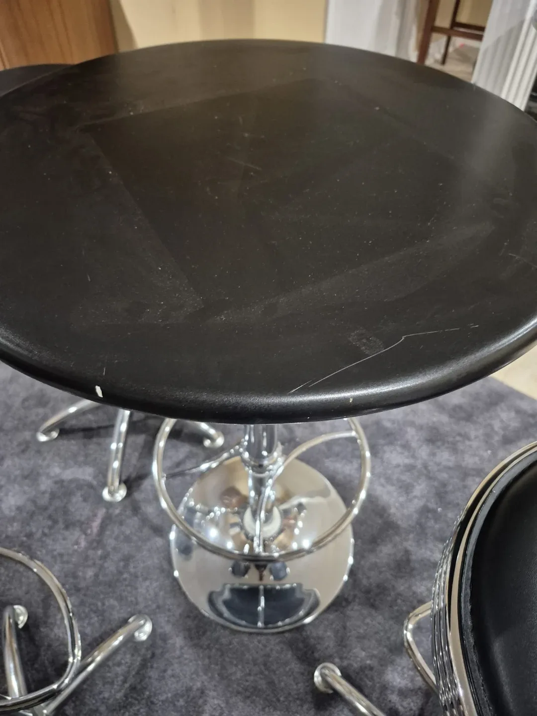 Pub Table and 4 Stools - Chrome & Black image indicator(4)