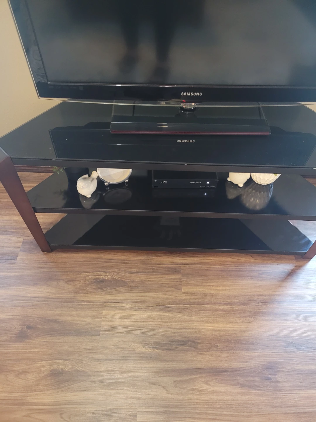 TV Stand - Black Glass & Wood - photo 2
