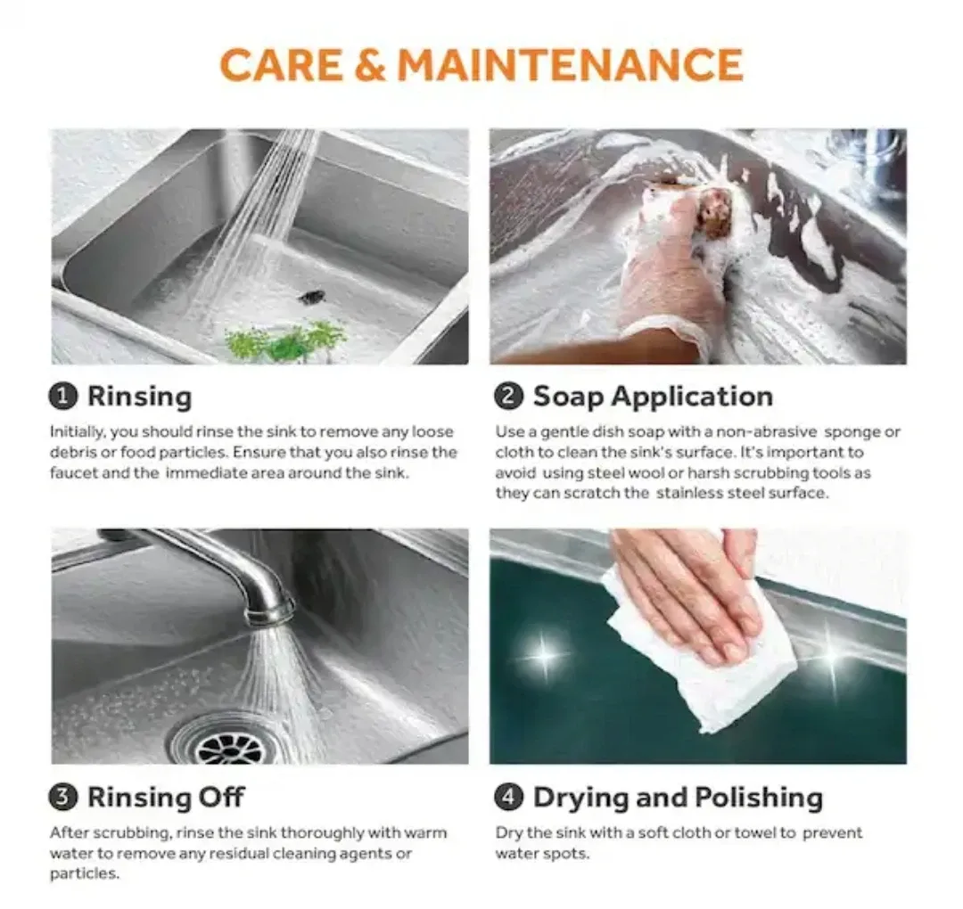 Stainless Steel Kitchen Sink 33" x 22" x 9" image indicator(8)