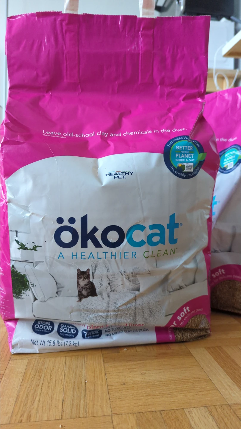 1.5 bags of Ökocat Clumping Wood Cat Litter, 15.8 lbs