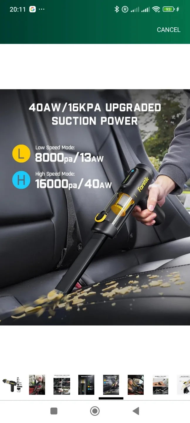 Fanttik Slim V10 Mix Cordless Car Vacuum image indicator(5)