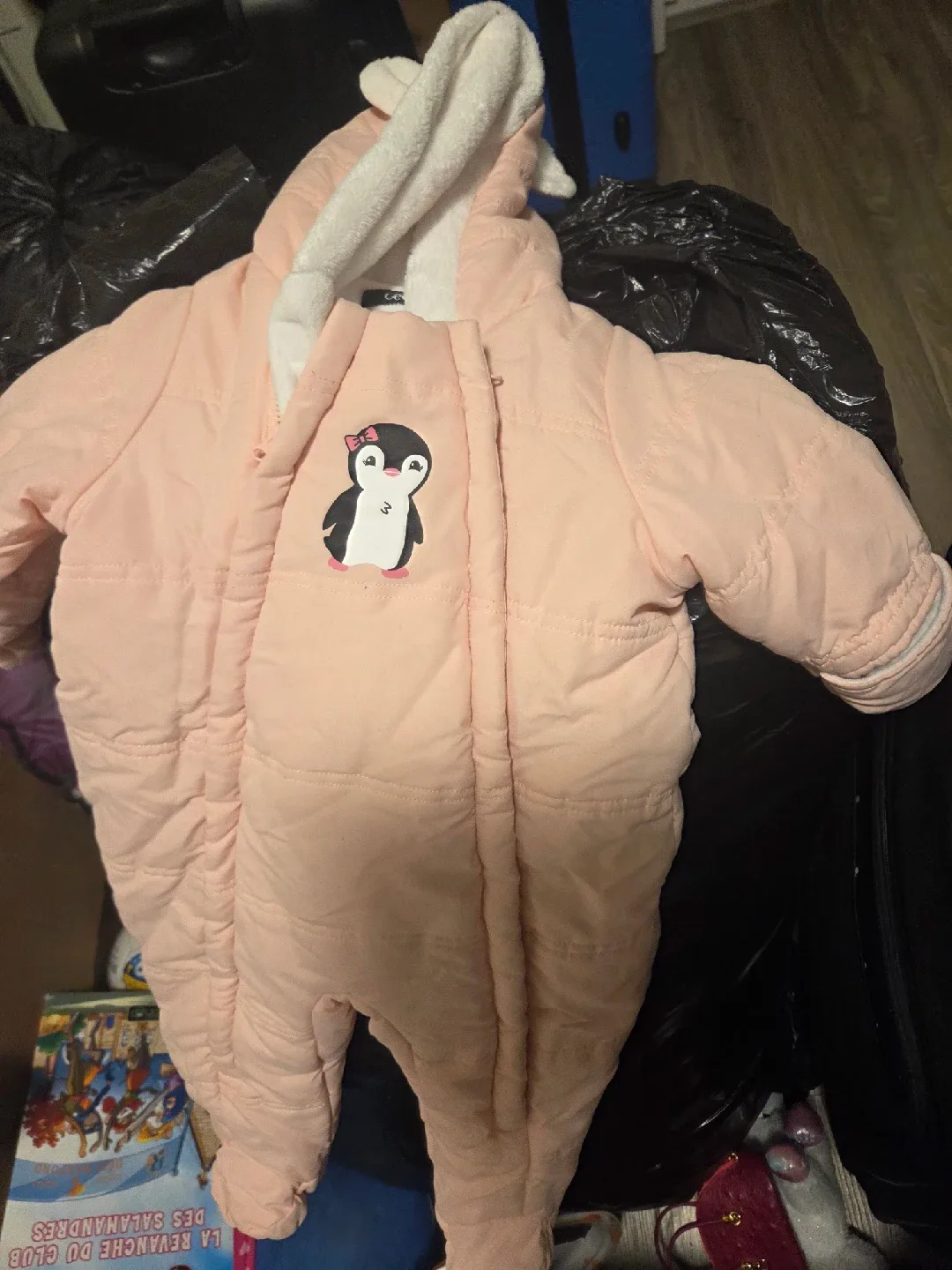 Pink Baby Snowsuit with Penguin Appliqué 6_12m thumbnail