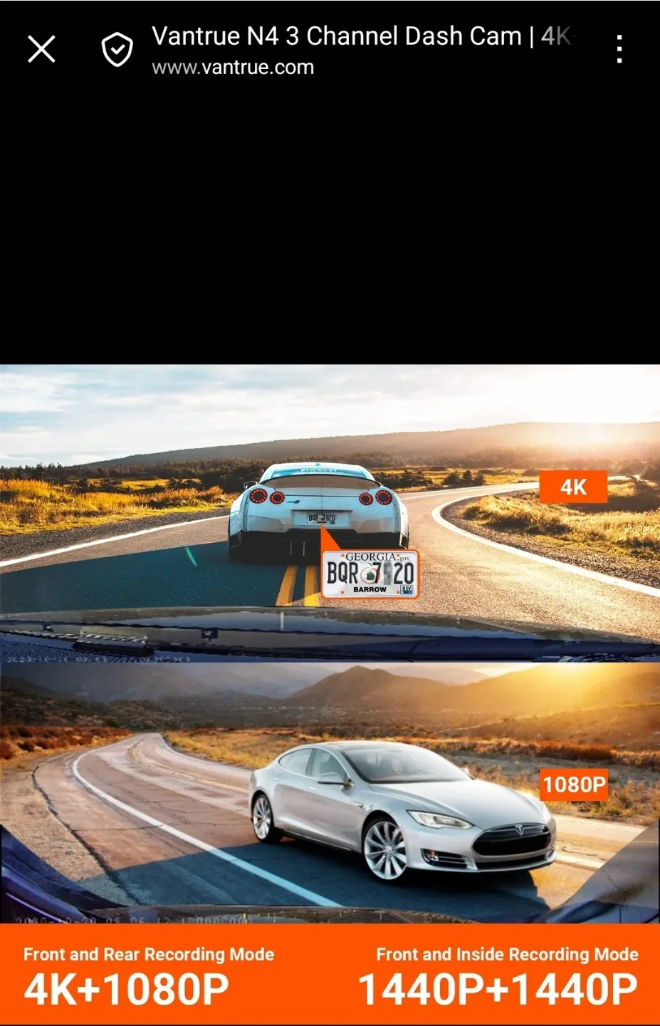 New Vantrue OnDash N4 -3 Channnl dashcam image indicator(6)