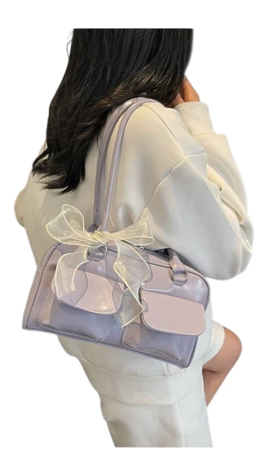 Lilac Handbag with Ribbon - photo 3