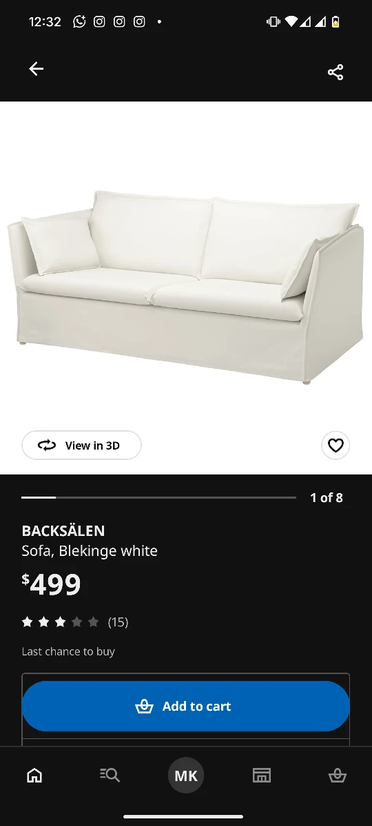 Backsälen  Washable White Sofa with Pillows - photo 2