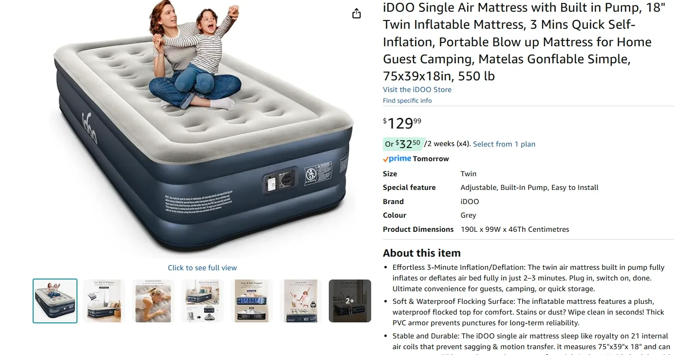 Air Mattress with Built in Pump BNIB image indicator(2)