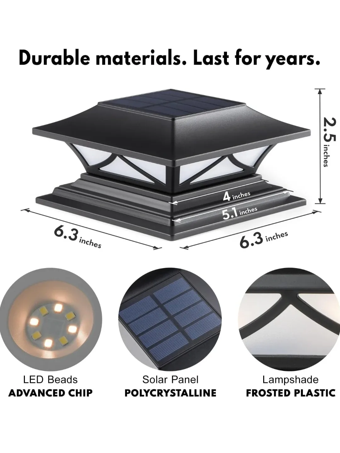 2 Pack Solar Post Cap Lights, Outdoor Deck Fence Lights. image indicator(4)