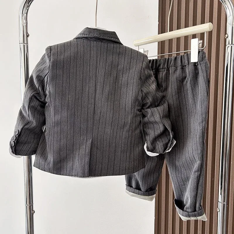 Boys' Grey Striped Suit Set image indicator(2)