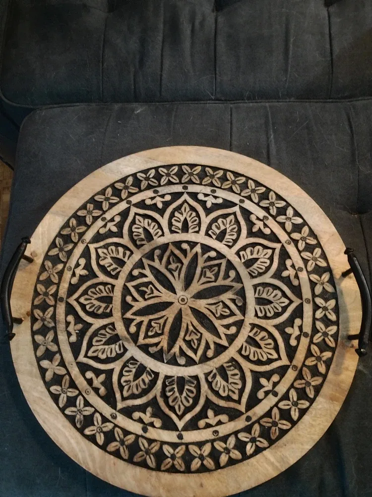 Round Decorative Wooden Tray