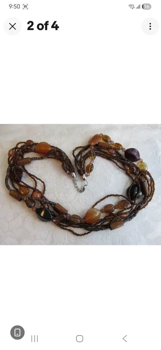 Multi-Strand Beaded Necklace - Brown & Earth Tones image indicator(4)