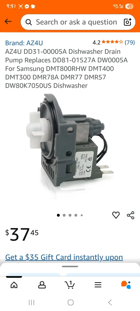 AZ4U Dishwasher Drain Pump - Replaces Samsung Models