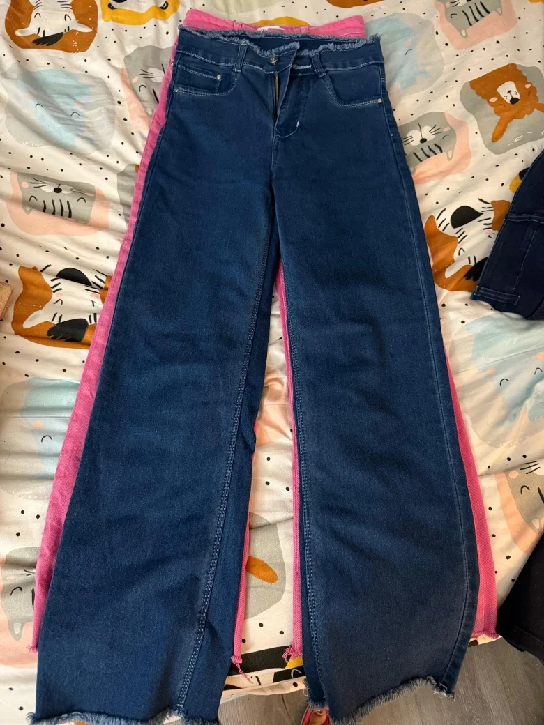 Wide Leg Jeans - Blue & Pink image indicator(2)